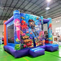 Structure gonflable combinée avec château, tourelle et marches d'accès pour fêtes en extérieur pour enfants, avec kit de réparation