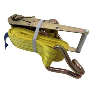 Kit de sangles à <span class=keywords><strong>cliquet</strong></span> jaunes robustes avec crochets métalliques, sangles de fixation robustes pour camion, remorque et déménagement - Product Image 1
