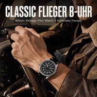 Montre mécanique automatique pour homme, style pilote, bracelet noir, montre sport pour homme, style quotidien en plein air, mode