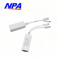 ANPA 48V PoE Splitter terisolasi 30W 12V 2.5A 10/100Mbps IEEE 802.3af/at Dual PD Plug & Play IP kamera CCTV