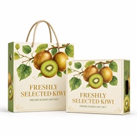 Vers geselecteerde kiwi geschenkverpakking met touwhandvat, op maat gemaakte saliegroene kartonnen fruitverpakking, groothandel