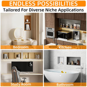 Niche <span class=keywords><strong>de</strong></span> <span class=keywords><strong>douche</strong></span> moderne brossée avec éclairage, 3 niveaux, acier inoxydable, 30x90x10CM, insert <span class=keywords><strong>de</strong></span> niche <span class=keywords><strong>de</strong></span> <span class=keywords><strong>douche</strong></span>, étagère, installation verticale - Product Image 6