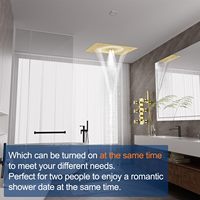 Système de douche thermostatique complet en acier inoxydable brossé laqué laiton 16x24 pouces, multi-jets, pour appartement