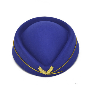 Sapphire Blue Beret For Airline Uniforms With Gold Embroidery And Trim Polyester Material Fall 2024 - Product Image 1