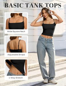 Missclub Premium Double Lined Camisole <strong>Crop</strong> <strong>Top</strong> for Women Square Collar Fitted Spaghetti Strap Y2K Summer Dobby Knitted - Product Image 5