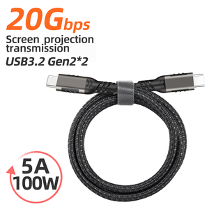 3.2 Gen 20 Gbps Transmission Type-C Câble de données 5A 100W Charge 4K 60Hz HD Vidéo Compatible Caméras Ordinateurs Appareils - Product Image 3