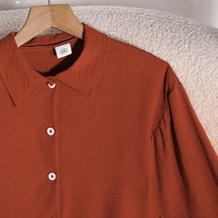 Herfstkledingset voor tienermeisjes, effen oranje shirt met lange mouwen + broek met wijde pijpen, 2-delige zachte set