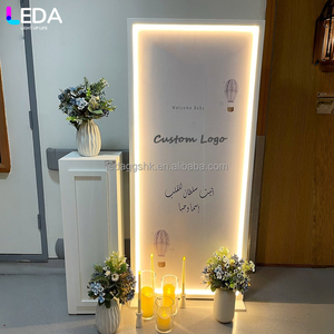LEDA Modern New Arrival Wedding Entrance Led Acrylic Welcome Sign Backdrop Mirror <b>Photo</b> Booth Stand <b>Set</b> for Events - Product Image 6