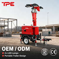Tour d'éclairage LED diesel 4*350W avec réservoir de carburant de 70L et remorque tractable pour applications sur chantier et infrastructures urbaines