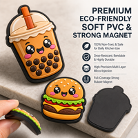 Autocollant magnétique pour réfrigérateur en PVC imperméable avec logo personnalisé, série alimentaire, imprimé en typographie, design alimentaire mignon pour cadeaux promotionnels et souvenirs