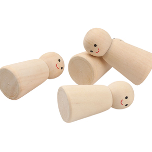 3.5-12 CM artisanat en bois inachevé personnes en bois poupées en bois vierges formes assorties famille de poupées pour bricolage peinture - Product Image 3
