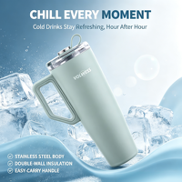 Système de pailles réutilisables dissimulées, anti-fuite, simple, avec isolation sous vide à double paroi en acier inoxydable, pour tasse de voyage avec poignée, couvercle et brosse de nettoyage