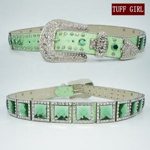 Cintura in Pelle Verde Frutta con Concho in <span class=keywords><strong>Pietra</strong></span> Taglio Prisma Stile Western per Donna 95cm - Product Image 2