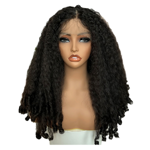 Perruque synthétique tressée style Yaki sans colle 13x4x1 transparente <span class=keywords><strong>pour</strong></span> femmes noires, avec dentelle suisse frontale - Product Image 4
