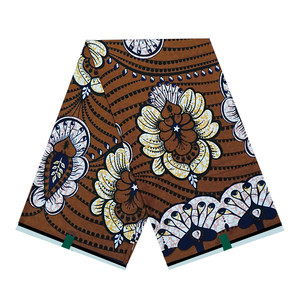 HV677 Grande fleur brune tissu africain cire <span class=keywords><strong>pagne</strong></span> véritable coton imprimé africain cire tissu imprimé ankara - Product Image 1
