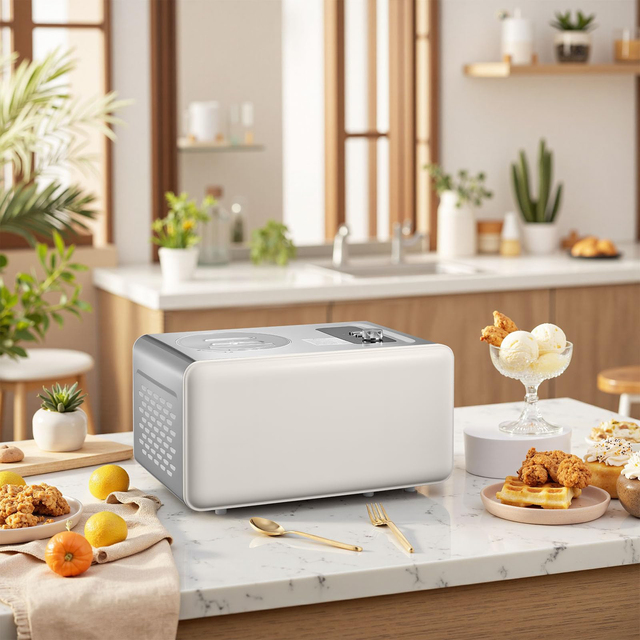 Automatic Stainless Steel Ice Cream Maker Built-in Compressor 2L No Pre-freezing Gelato Maker Electric Household Sorbet-Maker