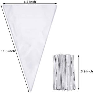 Sacchetti monouso per violoncello trasparente 13*25cm BOPP in plastica trasparente Custom confezione di caramelle per alimenti sacchetti a cono triangolari - Product Image 2