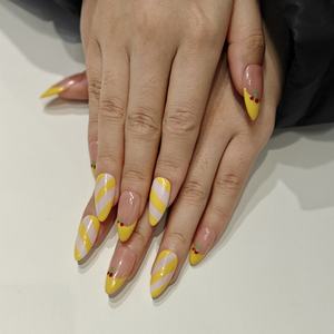 Uñas Postizas de Diseño de Moda Muhaha, <span class=keywords><strong>Manicura</strong></span> <span class=keywords><strong>Francesa</strong></span> en Tono Nude <span class=keywords><strong>con</strong></span> Puntas Amarillas - Product Image 4