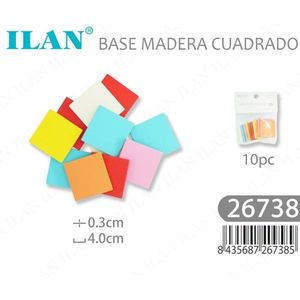 Base Quadrata in Legno Ilan 4x0,3 Cm 10 Pezzi Materiali per Artigianato - Product Image 3