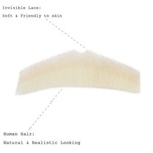 Barba e baffi finti realistici in capelli umani biondi per uomo, con pizzo invisibile annodato a mano, per cosplay e feste in maschera - Product Image 4