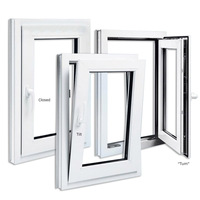 Ventanas Abatibles Modernas de PVC para el Hogar, Estilo Abatible, Marco de PVC, Rejilla Francesa, Persiana de Acero Inoxidable, Aislamiento para Ventanas de Baía