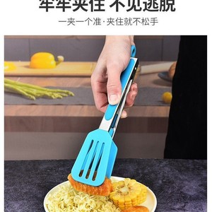 Pince à aliments en silicone jaune pour retourner la viande et le pain, outil de grillade résistant à la chaleur avec poignée en acier inoxydable - Product Image 4