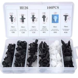 HE26 Nouveau Lot de 100 attaches de fixation pour voiture, <span class=keywords><strong>6</strong></span> tailles, clips de fixation pour garniture de porte, pare-chocs universel, en nylon <span class=keywords><strong>et</strong></span> plastique, système de retenue à poussoir - Product Image 2