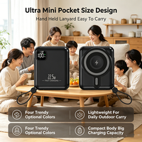 Nouvelle mini batterie externe magnétique sans fil avec câbles Type C détachables intégrés, charge rapide PD 22,5 W pour iPhone, voyage, extérieur, urgence