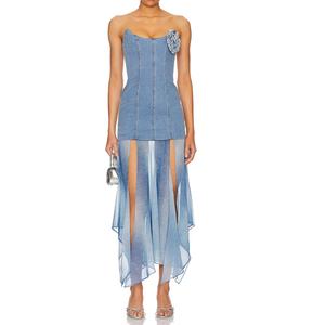 ชุดเดรสยีนส์เด็กผู้หญิงขายส่ง ShanLai / ชุดเดรสยีนส์ยาวสั่งทำโลโก้สำหรับผู้หญิงฤดูร้อน - Product Image 5