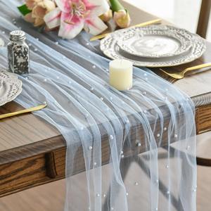 Beautiful Organza Silk Pearl <b>Table</b> <b>Runner</b> Custom Size Custom Color Textile Quality For Boutique Festival Event Planners - Product Image 1
