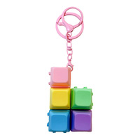 Porte-clés anti-stress Anime, bouton de clavier mignon, jouet sensoriel carré en plastique ABS, à combiner librement, petit cadeau