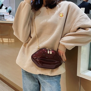 4 couleurs créatives de luxe brillant Pu femmes à grandes lèvres Double curseur Mini sac à main messager avec <span class=keywords><strong>compartiment</strong></span> interne - Product Image 5