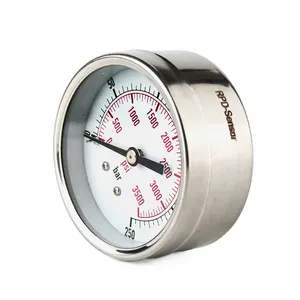 2-1/2inch Dial Size Liquid Filled Pressure Gauge 0-60psi/400kpa 304 Stainless Steel Case 1/4inchNPT Back Mount