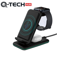 Nuevo cargador inalámbrico rápido de 15w para teléfono con micrófono y luz, batería externa multifuncional 3 en 1, soporte magnético, entrada tipo C
