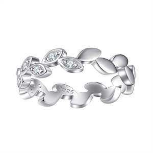 Anillos de Pareja con Diseño de Hoja en Plata de Ley 925 Inspirados en el <span class=keywords><strong>Bosque</strong></span>, Resistentes a la Decoloración - Product Image 1