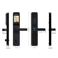 Cerradura de palanca inteligente, manija de puerta electrónica con huella dactilar, contraseña, tarjeta IC, entrada sin llave, aplicación Tuya para oficina, puerta de madera, color negro