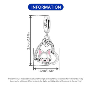 Exquisita joyería con forma de corazón para gatos, joyería LOVE con microincrustaciones en latón blanco, un regalo perfecto para aniversario. - Product Image 3