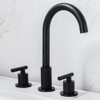 Robinet de lavabo en cuivre à double poignée, trois trous, à poser sur le plan, avec bec orientable et commande à double bouton, finition sous vide