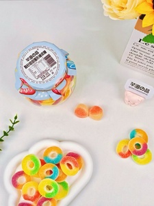 Bonbons Gélifiés Aigres en Forme <span class=keywords><strong>de</strong></span> Donut Colorés, Anneaux <span class=keywords><strong>de</strong></span> Gelée Fruitée, Pot <span class=keywords><strong>de</strong></span> 208g, Vente en Gros, OEM, ODM, Collation Saine pour Enfants, Marque Privée - Product Image 1