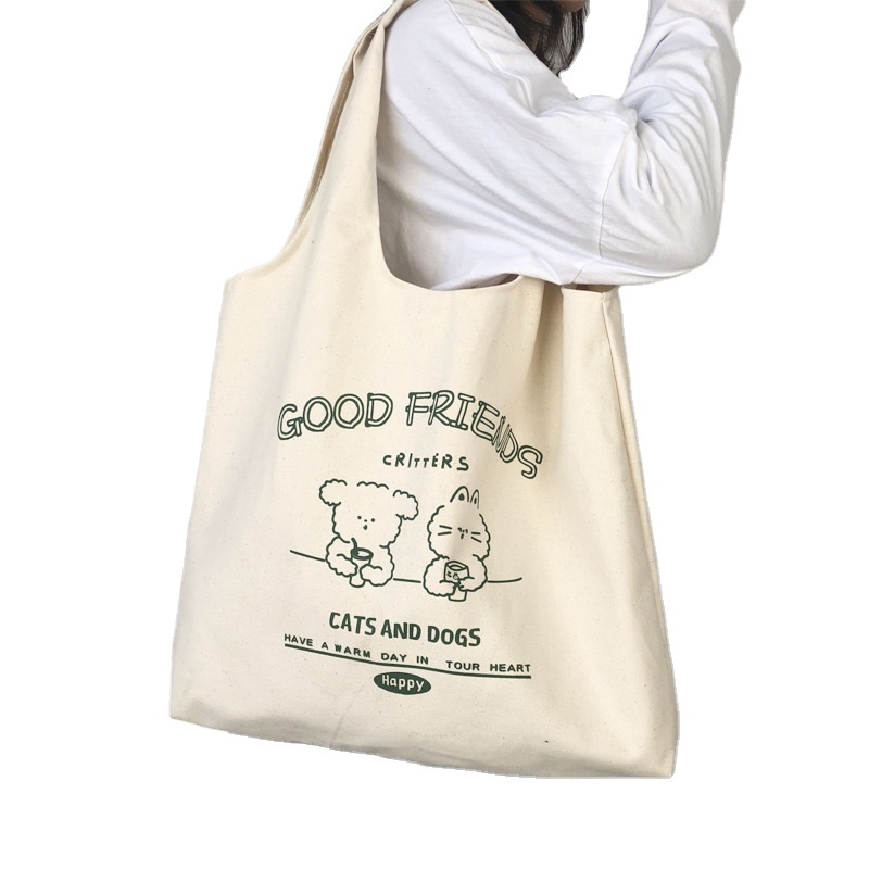 shoulder bag versatile canvas bag college style large capacity shopping bag