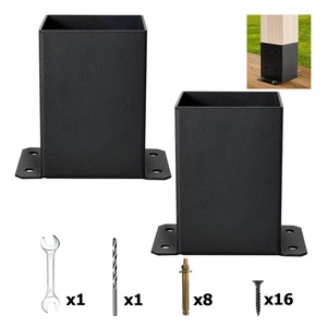 Support de poteau 4x4 robuste en acier thermolaqué pour clôture en bois, terrasse, <span class=keywords><strong>boîte</strong></span> <span class=keywords><strong>aux</strong></span> <span class=keywords><strong>lettres</strong></span> et projets extérieurs - Product Image 2