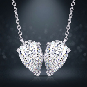 Collier pendentif cœur en diamant taille poire en argent 925 plaqué rhodium, chaîne maille forçat, style classique pour femme - Product Image 3
