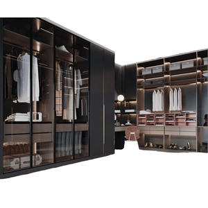 <span class=keywords><strong>Armoire</strong></span> de chambre à coucher moderne de luxe sur mesure, design en forme de L ou en U, grande capacité de rangement, <span class=keywords><strong>armoire</strong></span> en verre - Product Image 1