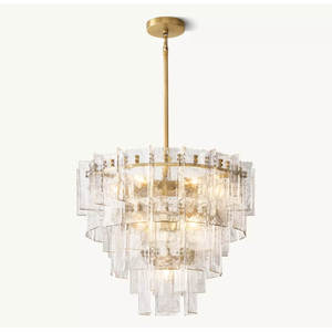 36" Foyer Luxury Tier Clear Glass Chandelier 3 Layers Modern Long Chandelier For Living Room Banquet Hall - Product Image 3