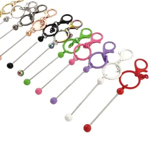 Kawaii Keychain Accessories Multi Colors Finishes Metal Beadable Key Chain Ring Blank Bar Add Focal Beads DIY Beadable Keychain