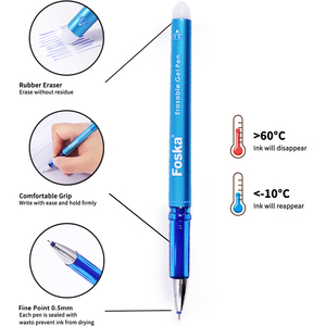 <span class=keywords><strong>Stylo</strong></span> effaçable de bonne qualité de 0,5 mm, noir et bleu, pour le dessin, l'écriture, la planification et les jeux de mots croisés, fournitures de papeterie - Product Image 2