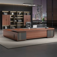 Bureau de direction moderne en bois de luxe en forme de L extensible avec finition anti-eau/anti-rayures