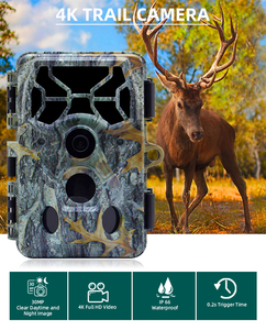 Caméra de surveillance de la faune RD3009L, vidéo 4K, <span class=keywords><strong>photo</strong></span> 30MP, étanche IP66, détection de mouvement SD, chasse avec vision <span class=keywords><strong>nocturne</strong></span> de 65 pieds - Product Image 2