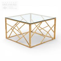 Table basse rectangulaire moderne en acier inoxydable argenté avec plateau en verre transparent pour hôtels, mariages, fêtes et décoration de banquets élégants