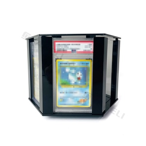 Black Rotating <b>Acrylic</b> Hexagonal Trading Card <b>Display</b> <b>Stand</b> Case for Collectible Cards - Product Image 1